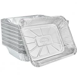 King Zak Disposable Aluminum Heavy Duty Aluminum Foil Half Size Deep Pan 12.75" L X 10.375" W X 2.5" D [Lid Option Available]
