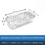 King Zak Heavy Duty Aluminum Foil Oblong Pans 10 3/4” L X 5” W X 2 1/2” D [250 Count, Wholesale Pricing] Disposable Aluminum
