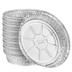 King Zak Heavy Duty Aluminum Foil Round Pan 9.25" L X 9.25" W X 2" D [500 Count] Disposable Aluminum