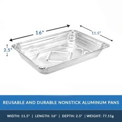 King Zak Heavy Duty Aluminum Foil 10 Lb. Roaster 16" L X 11.5" W X 2.5" D [100 Count]