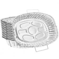 King Zak Disposable Aluminum Heavy Duty Aluminum Foil Oval Rack Roaster With Handle 18.25" L X 13" W X 3.5" D [50 Count]