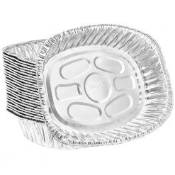 King Zak Heavy Duty Aluminum Foil Large Oval Roaster 17.75" L X 13.75" W X 3.25" D [100 Count] Disposable Aluminum