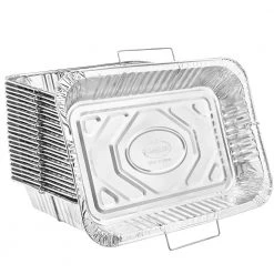 King Zak Heavy Duty Aluminum Foil Rectangular Rack Roaster With Handle 15.5" L X 18" W X 2.75" D [50 Count]