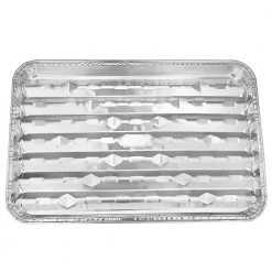 King Zak Heavy Duty Aluminum Foil Large Broiler Pan L 13” X W 9” X D 1 1/4” [200 Count] Disposable Aluminum