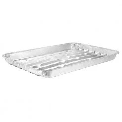 King Zak Heavy Duty Aluminum Foil Large Broiler Pan L 13” X W 9” X D 1 1/4” [200 Count] Disposable Aluminum