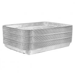 King Zak Heavy Duty Aluminum Foil Large Broiler Pan L 13” X W 9” X D 1 1/4” [200 Count] Disposable Aluminum