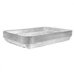 King Zak Heavy Duty Aluminum Foil Large Broiler Pan L 13” X W 9” X D 1 1/4” [200 Count] Disposable Aluminum