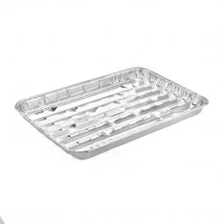 King Zak Heavy Duty Aluminum Jumbo BBQ Grill Pan 16" L X 11.75" W X 0.5" D Disposable Aluminum