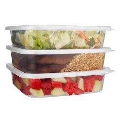 King Zak Kitchen Storage Premium Heavy Duty Plastic, Square, Microwaveable, Stackable 80oz Lunch/Dinner Containers With Airtight Lids