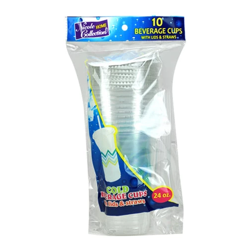 King Zak Premium Plastic 24 Oz. Chevron Cup With Lid & Straw Disposable Dinnerware Cups 3 King Zak Premium Plastic 24 Oz. Chevron Cup With Lid & Straw Disposable Dinnerware Cups