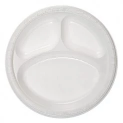 King Zak Premium Heavy Weight Plastic Compartment PlateSize Options: 10inch Compartment Platw Everyday Disposable Plates