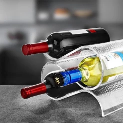 King Zak Acrylic Wine Rack Three Bottle Holder Lillian Table Settings