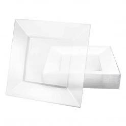 King Zak Premium Extra Heavy Weight Plastic Squares Dinnerware