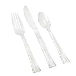 King Zak Premium Heavy Weight Plastic Clear Combo Cutlery