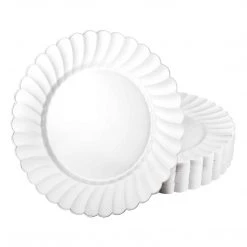 King Zak Premium Extra Heavy Weight Plastic Scalloped Dinnerware Tabletop