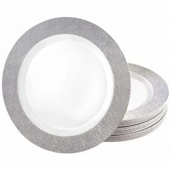 King Zak Premium Extra Heavy Weight Plastic Sparkle Dinnerware