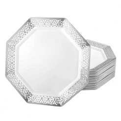 King Zak Tabletop Premium Extra Heavy Weight Plastic Lacetagon Dinnerware