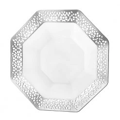 King Zak Tabletop Premium Extra Heavy Weight Plastic Lacetagon Dinnerware