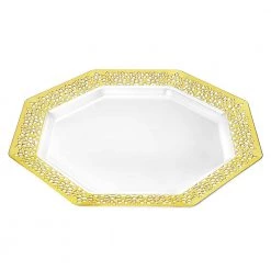 King Zak Tabletop Premium Extra Heavy Weight Plastic Lacetagon Dinnerware