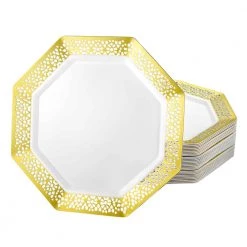 King Zak Tabletop Premium Extra Heavy Weight Plastic Lacetagon Dinnerware