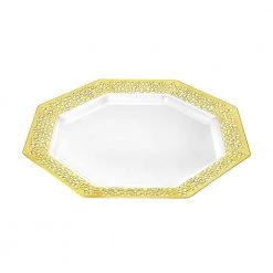 King Zak Tabletop Premium Extra Heavy Weight Plastic Lacetagon Dinnerware