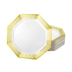 King Zak Tabletop Premium Extra Heavy Weight Plastic Lacetagon Dinnerware