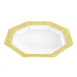 King Zak Tabletop Premium Extra Heavy Weight Plastic Lacetagon Dinnerware