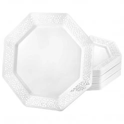 King Zak Tabletop Premium Extra Heavy Weight Plastic Lacetagon Dinnerware