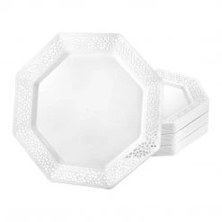 King Zak Tabletop Premium Extra Heavy Weight Plastic Lacetagon Dinnerware