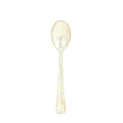 King Zak Premium Extra Heavy Weight Plastic Glitter Combo Cutlery Disposable Dinnerware Cutlery