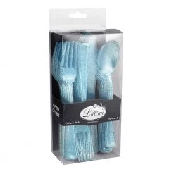 King Zak Premium Extra Heavy Weight Plastic Glitter Combo Cutlery Disposable Dinnerware Cutlery