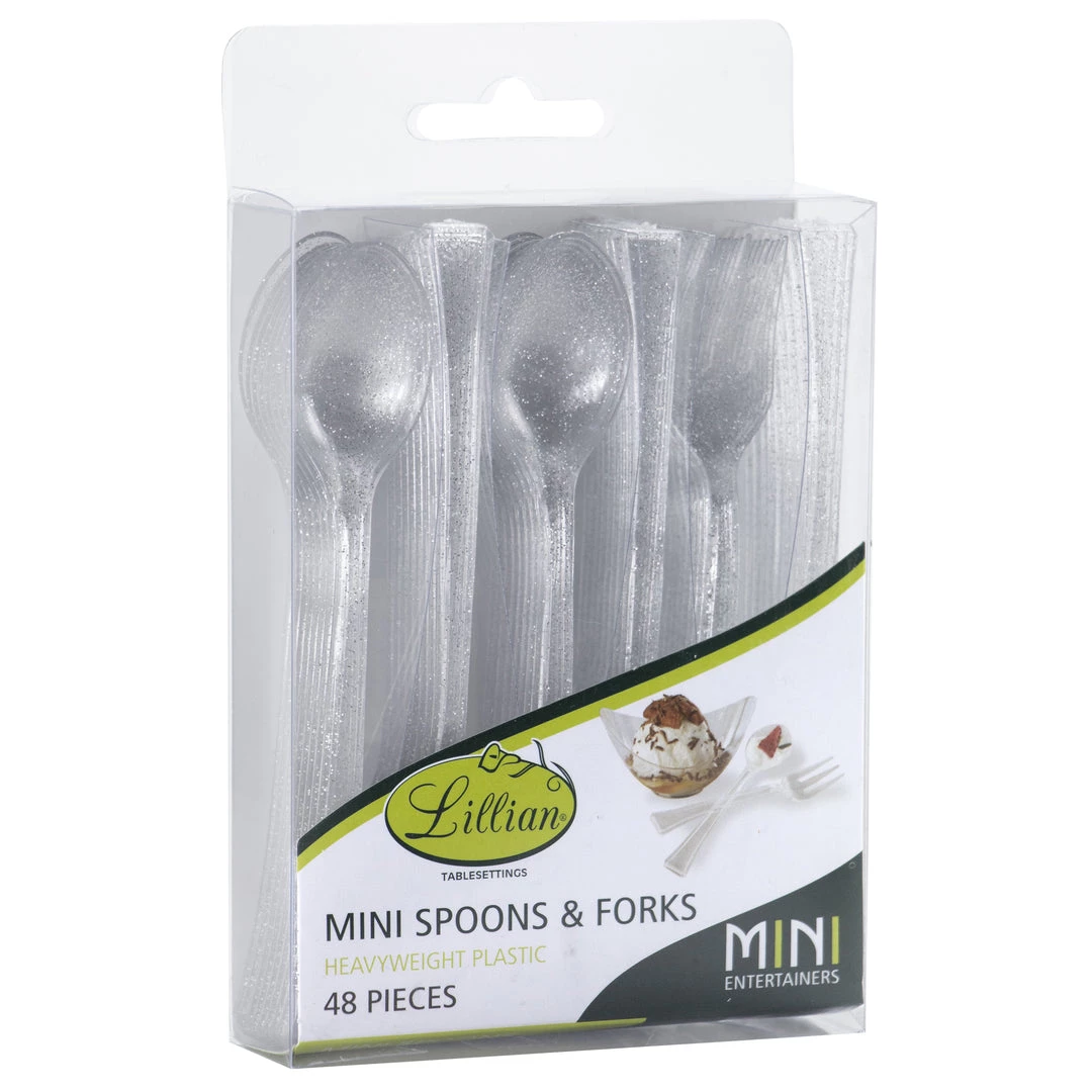 King Zak Premium Plastic Glitter Mini Cutlery Disposable Dinnerware Cutlery 3 King Zak Premium Plastic Glitter Mini Cutlery Disposable Dinnerware Cutlery