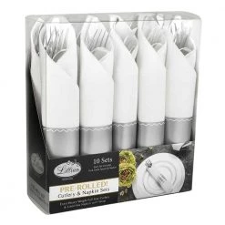 King Zak Premium Extra Heavy Weight Plastic Pre-rolled Cutlery And Napkin Set Disposable Dinnerware Cutlery 9 King Zak Premium Extra Heavy Weight Plastic Pre-rolled Cutlery And Napkin Set Disposable Dinnerware Cutlery