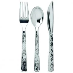 King Zak Premium Extra Heavy Weight Plastic Pebbled Cutlery Disposable Dinnerware Cutlery