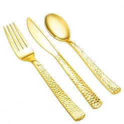 King Zak Premium Extra Heavy Weight Plastic Pebbled Cutlery