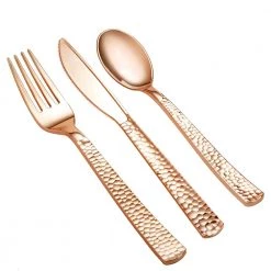 King Zak Premium Extra Heavy Weight Plastic Pebbled Cutlery