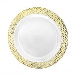 King Zak Premium Extra Heavy Weight Plastic Pebbled Dinnerware Disposable Dinnerware