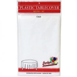 King Zak Plastic Solid Color Party 84inch Round Tablecover Everyday Disposable Tablecovers