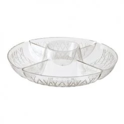 King Zak Disposable Dinnerware Servingware Premium Heavy Weight Plastic Crystal Cut Lazy Susan