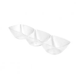 King Zak Premium Plastic Mini 3-Dip Dish Disposable Dinnerware Servingware
