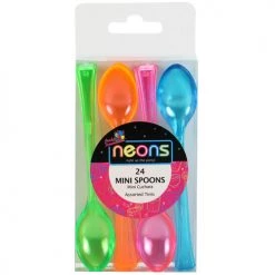 King Zak Plastic Neon CutlerySize Options: Mini Fork And Mini Spoon Everyday Tableware
