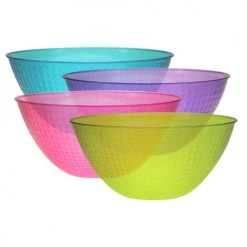 King Zak Premium Heavy Weight Plastic Pixel Servingware 100 Oz Serving Bowl Disposable Dinnerware Bowls