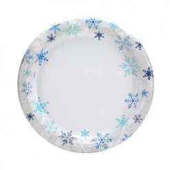 King Zak Premium Paper Snowflake DinnerwareSize Options: 10inch Plate, 8.75inch Plate, 7inch Plate, 20oz Bowl And 12oz Cup Tabletop