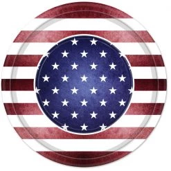 King Zak Premium Paper Americana TablewareSize Options: 12inch Plate, 10inch Plate, 8.5inch Plate, 6.75inch Plate, 20oz Plate, Lunch Napkin, And 12oz Cup