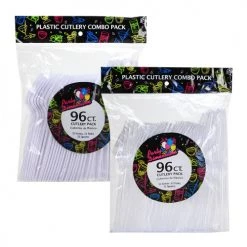 King Zak Plastic Neon Combo Cutlery 96pc Everyday Tableware