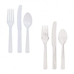 King Zak Plastic Neon Combo Cutlery 96pc Everyday Tableware