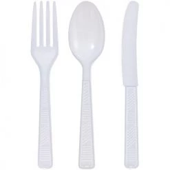 King Zak Everyday Tableware Plastic 48pc Clear Combo Cutlery