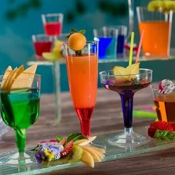 King Zak Plastic Party DrinkwareSize Options: 4oz Champagne Cup, 5oz Wine Cup, 5oz Champagne Flute, 5oz Margarita Tumbler, And 7oz Martini Tumbler