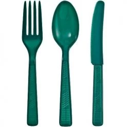 King Zak Plastic Solid Color Party Combo Cutlery