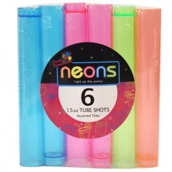 King Zak Everyday Tableware Plastic Neon 1.5oz Shot Tube Shot